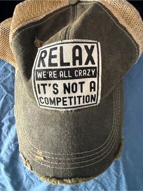 Relax Patch Trucker Hat - Olive Green with Tan Mesh